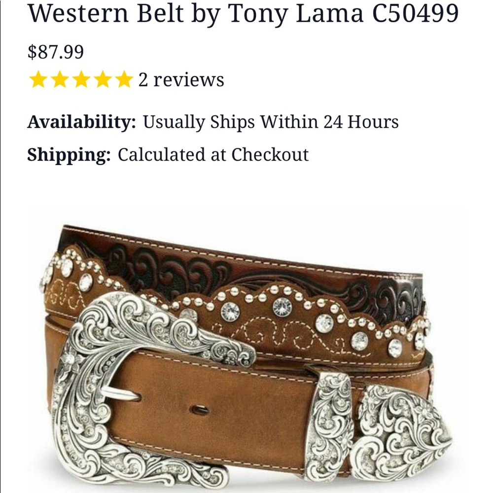 Tony Lama Kaitlyn Crystal Leather Belt